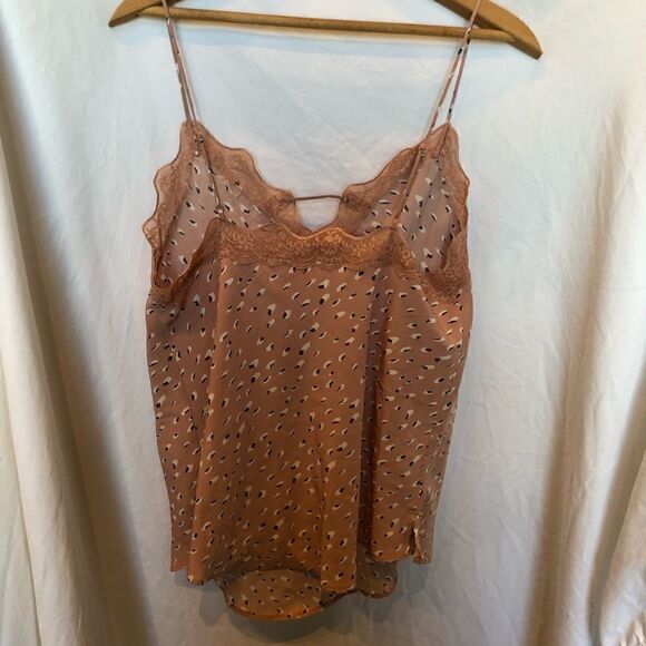 Hailey & Co. Sleeveless blouse, peach with blue and white flecks Small - Picture 2 of 7